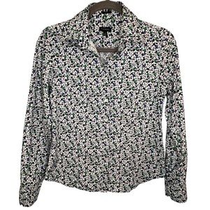 Talbots floral button down long sleeve shirt size 2 stretch *